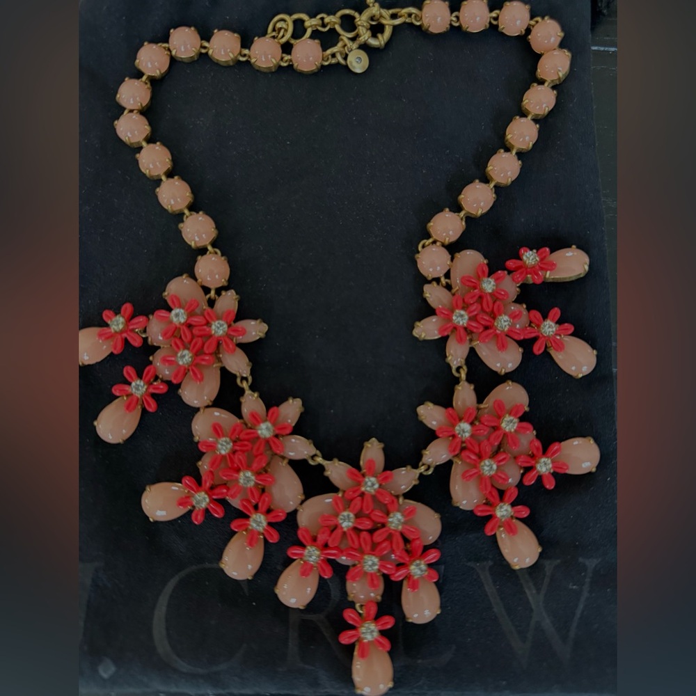 J.Crew Necklace brass/ gold tone with tortoise flowers